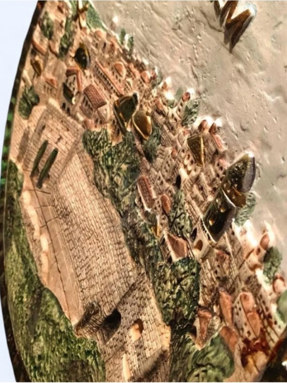 Vintage Jerusalem 3D Relief Ceramic Wall Plate Plaque